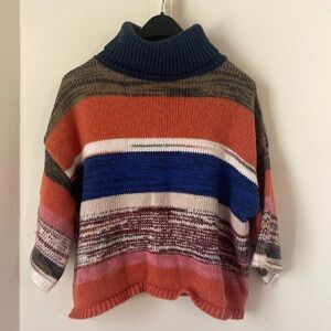 Knox Rose Copper Stripe Turtleneck Sweater